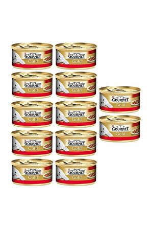 Gourmet Gold Parça Etli, Sığır Etli 85gr Yaş Kedi Konserve 12 adet