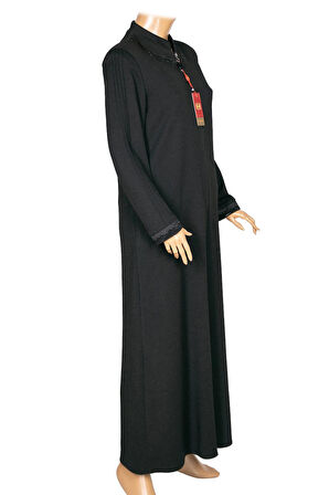 Hesna Kadın Efnan Büyük Beden Baharlık Boydan Siyah Pardesü