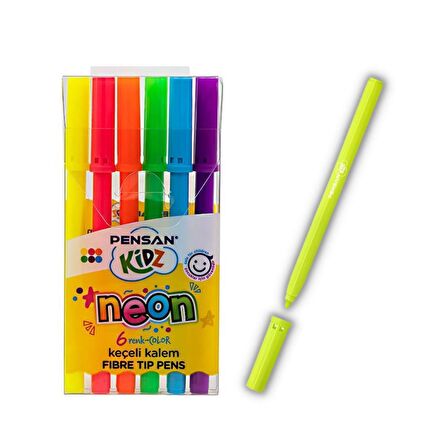 Keçeli Kalem Seti 6 Neon - 6 Pastel ve 12 Renk Jumbo Keçeli Kalem Pensan Keçeli Kalem 1 Paket