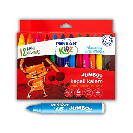 Keçeli Kalem Seti 6 Neon - 6 Pastel ve 12 Renk Jumbo Keçeli Kalem Pensan Keçeli Kalem 1 Paket