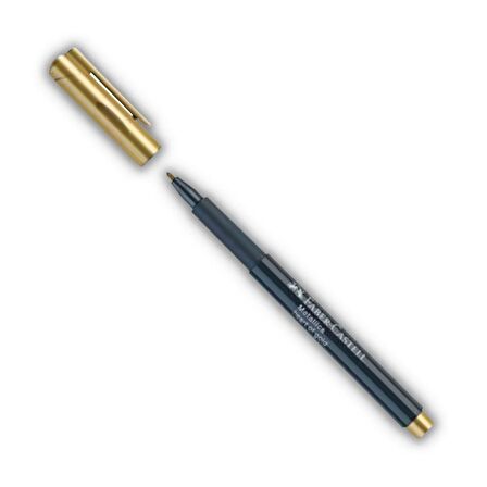 Metalik Keçeli Kalem ( Altın - Gümüş - Bakır - Buz Mavi ) Metalik Marker Kalem 1.5 mm Keçe Uçlu 4 Adet Faber Davetiye Kalemi
