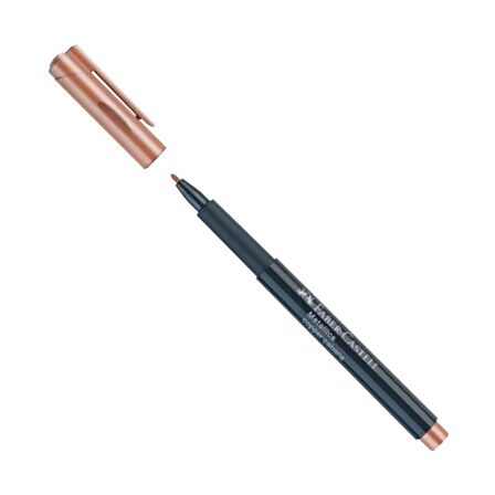 Metalik Keçeli Kalem ( Altın - Gümüş - Bakır - Buz Mavi ) Metalik Marker Kalem 1.5 mm Keçe Uçlu 4 Adet Faber Davetiye Kalemi