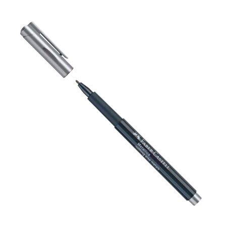 Metalik Keçeli Kalem ( Altın - Gümüş - Bakır - Buz Mavi ) Metalik Marker Kalem 1.5 mm Keçe Uçlu 4 Adet Faber Davetiye Kalemi