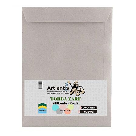 Torba Zarf 17x25 Cm Kraft 90 Gr Silikonlu 100'lü 1 Paket Artlantis 170*250 Mm Torba Zarf Kraft 100 lü 1 Paket