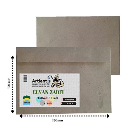 Elvan Mektup Zarf Kraft Silikonlu 114x162 Mm 50 Adet 1 Paket Artlantis Cırtlı Elvan Zarf 114*162 50 Li 1 Paket