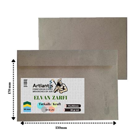 Elvan Mektup Zarf Kraft Silikonlu 114x162 Mm 100 Adet 1 Paket Artlantis Cırtlı Elvan Zarf 114*162 100 Li 1 Paket