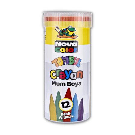 Tombul Mum Boya 12 Renk Metal Kutu 12 Renk Crayon 1 Adet Novacolor Altıgen Mum Boya Jumbo 12 Renk