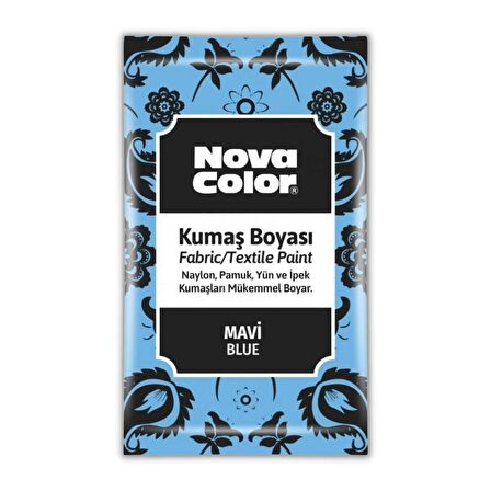 Kumaş Boyası Toz 12 gr 1 Adet Nova Color Toz Kumaş Boyası Kot Pantalon Gömlek Tişört Tekstil Kumaş Boyası 1 Adet