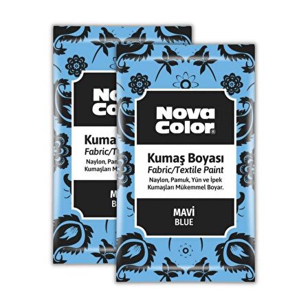 Mavi Kumaş Boyası Toz 12 gr 2 Adet Nova Color Toz Kumaş Boyası Mavi Kot Pantalon Gömlek Tişört Tekstil Kumaş Boyası 2 Adet