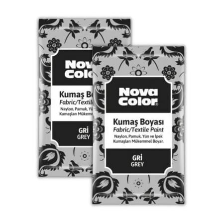 Gri Kumaş Boyası Toz 12 gr 2 Adet Nova Color Toz Kumaş Boyası Gri Kot Pantalon Gömlek Tişört Tekstil Kumaş Boyası 2 Adet