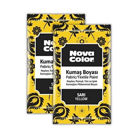 Sarı Kumaş Boyası Toz 12 gr 2 Adet Nova Color Toz Kumaş Boyası Sarı Kot Pantalon Gömlek Tişört Tekstil Kumaş Boyası 2 Adet