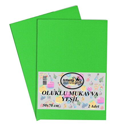 Yeşil Oluklu Mukavva 50x70 2 Adet Artlantis Oluklu Mukavva Yeşil Renkli 50*70 2 Adet