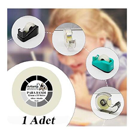 Şeffaf Para Bandı 12mm x 33 Metre 1 Adet Artlantis Şeffaf Okul Ofis Bantı 1 Adet