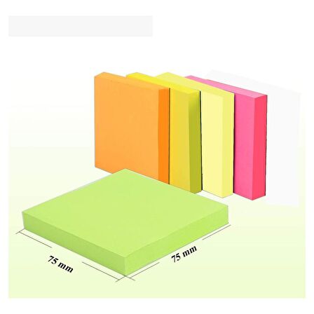 Yapışkanlı Postit 5 Renk 75x75 mm 1 Paket Artlantis Yapışkanlı Not Kağıdı 5 li 1 Paket