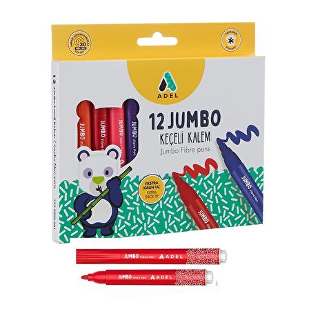 Jumbo Keçeli Kalem 12 Renk Adel 12 li Jumbo Keçeli Kalem 1 Adet