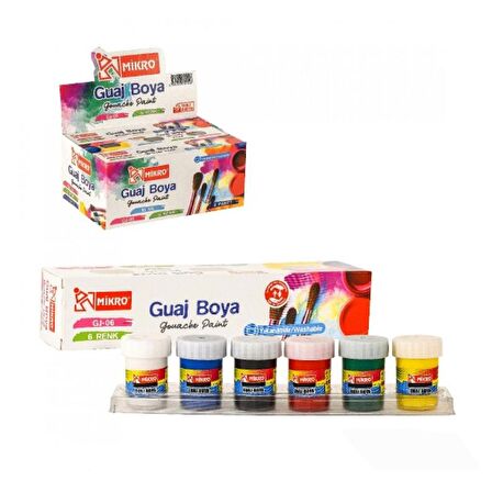 Guaj Boya 6 Renk x 15 ml 1 Paket Guaj Boyası Seti 6 lı