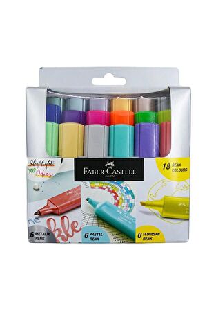 Fosforlu Kalem Seti 18 Renk Pastel Neon Metalik 1 Paket İşaret Kalemi