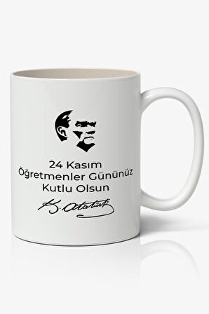 24 Kasım Öğretmenler Günü Tasarımlı Kupa Bardak Baskılı Kahve Kupa Bardak Model 9
