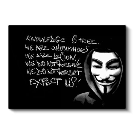 Anonymous Manifestosu Siyah Beyaz Kanvas Tablo