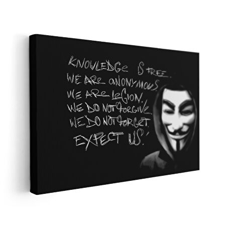 Anonymous Manifestosu Siyah Beyaz Kanvas Tablo