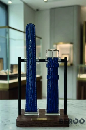 14mm Diamond Model Premium Hakiki Deri Saat Kordonu | Sade Tasarım Klasik Saat Kayışı | Paslanmaz Çelik Tokalı - Lacivert