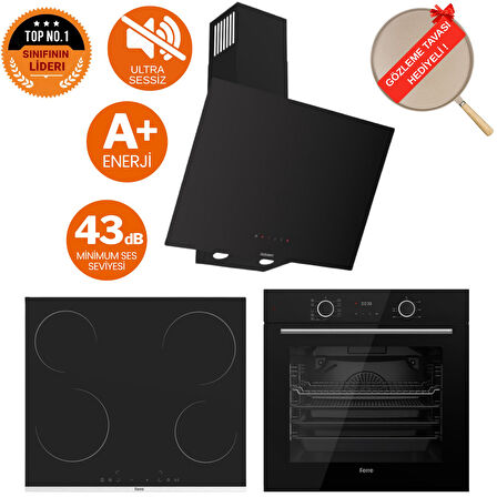 Ferre FryArt&FlowArt Auster Sessiz Davlumbaz Elektrikli Siyah Ank. Set (D077-SA + MS261 + XE63CS)