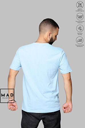 MAD COLLECTION Unisex Oversize Bisiklet Yaka Pamuk Dikişli Tavşan Baskılı Kısa Kollu Tişört