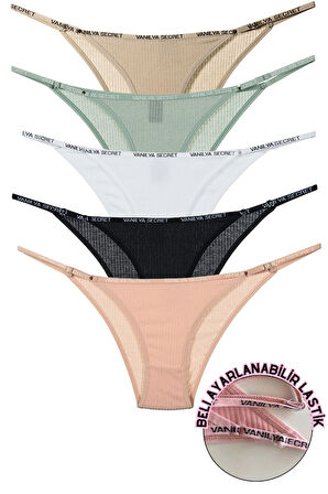 Vanilya Secret Pamuklu Beli Ayarlanır Kadın Külot 5'Li Paket