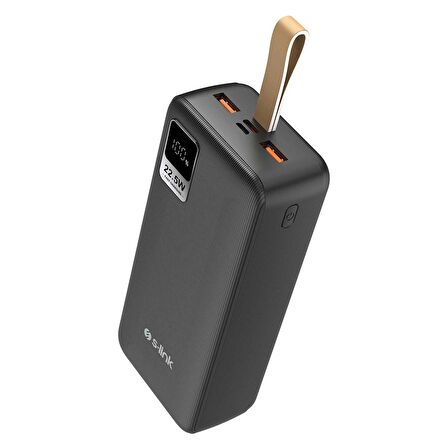 S-link G330 30000mAh Micro+Type-C+USB 18W Siyah LCD Taşınabilir Pil Şarj Cihazı Powerbank