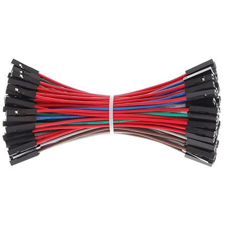 Karışık Renkli 20 Adet 24AWG Dişi - Dişi Breadboard Jumper Kablosu - 10cm
