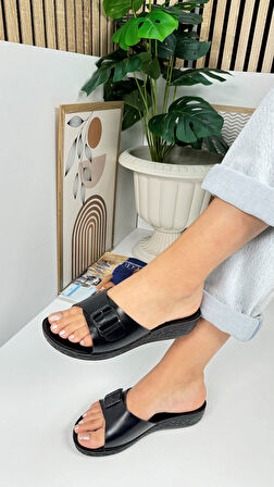 Günlük Kadın Terlik Tokalı Topuklu Rahat Yumuşak Taban Oval Burunlu Ayakkabı 323