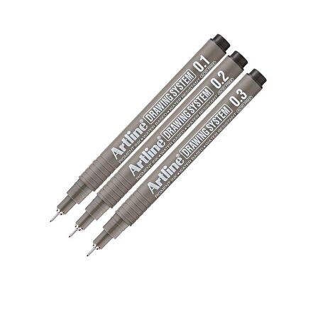 Teknik Çizim Kalemi 0.1 - 0.2 - 0.3 Mm Siyah 3 Lü Set Artline Drawing Teknik Çizim Kalemi