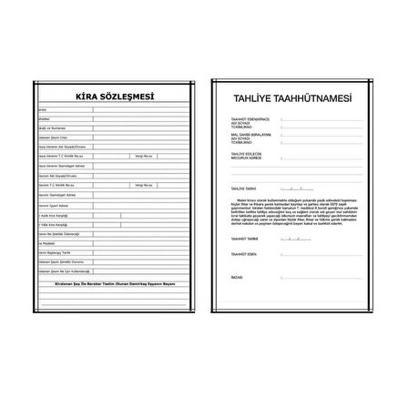 Kira Kontratı ve Tahliye Tahutnamesi 50 Adet Gürmat Kira Sözleşmesi ve Tahliye Taahünamesi 50 Adet