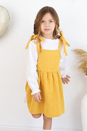 Fitilli Kadife Elbise İkili Takım