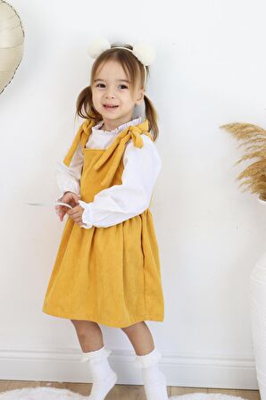 Fitilli Kadife Elbise İkili Takım