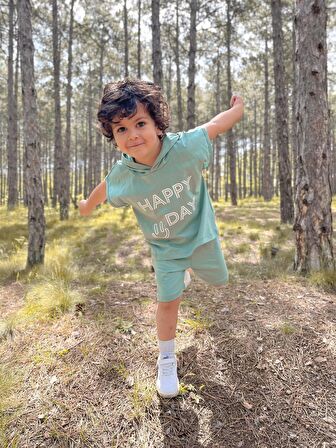 Kapüşonlu Yazlık Baskılı Takım