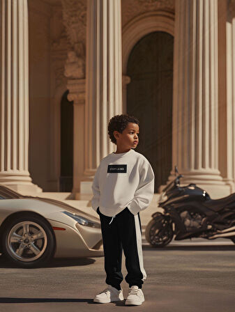 Baskılı Tek Çizgili Eşofman Takım