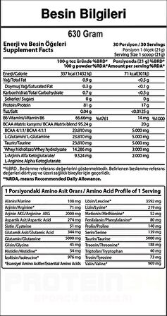 Hardline Bcaa Matrix 630 Gr Bcaa Powder 30 Porsiyon Böğürtlenli