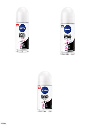 82240 NIVEA BLACK & WHITE CLEAR ROLL-ON  3 ADET