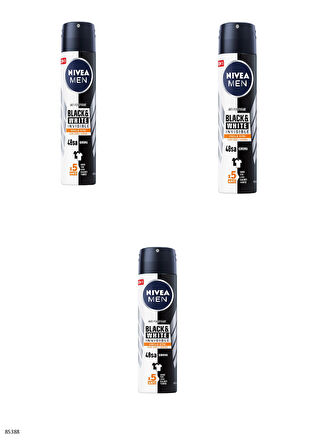 85388 NIVEA MEN BLACK & WHITE INVISIBLE GÜÇLÜ ETKİ SPREY  3 ADET