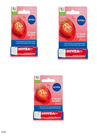 85083 NIVEA Çilek Dudak Bakım Kremi  3 ADET