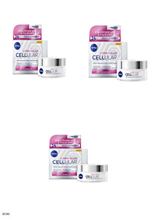 82385 NIVEA CELLULAR EXPERT FILLER YOĞUN YAŞLANMA KARŞITI GÜNDÜZ BAKIMI SPF30  3 ADET