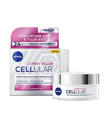 82385 NIVEA CELLULAR EXPERT FILLER YOĞUN YAŞLANMA KARŞITI GÜNDÜZ BAKIMI SPF30  3 ADET