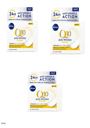 86466 NIVEA Q10 POWER KIRIŞIK KARŞITI GÜNDÜZ KREMİ SPF30 50ML  3 ADET