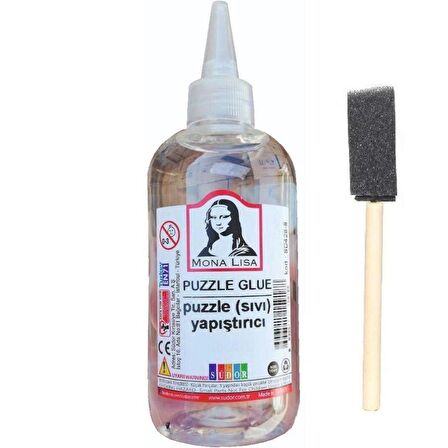 Puzzle Yapıştırıcı 250 ml 1 Adet ve Dağıtıcı Sünger Fırça 1 Adet Monalisa Pazıl Yapıştırıcısı