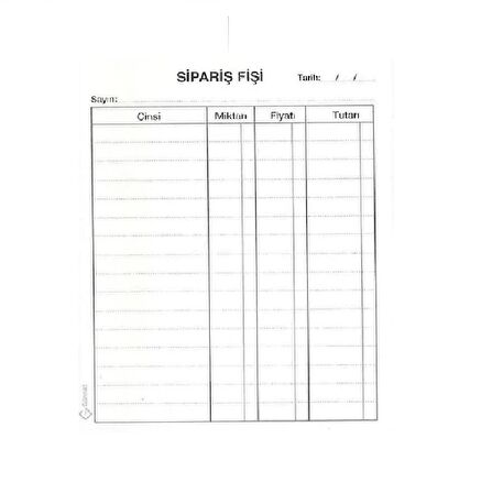 Sipariş Fişi Mini Otokopili 1-50 10x14 Gürmat Sipariş Fişi Kendinden Karbonlu 50 Sayfa 3 Adet