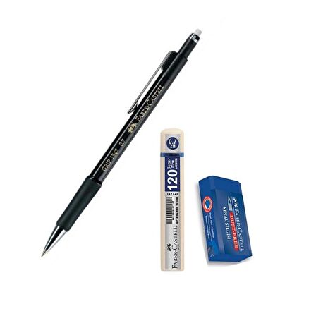 Uçlu Kalem Siyah 0.7 Grip 1347 Faber 120 li Uç ve Sınav Silgisi Versatil Uçlu Kalem 0,7 1 Adet 