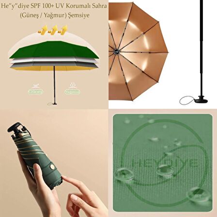 He”y”diye SPF 100+ UV Korumalı Sahra  (Güneş / Yağmur) Şemsiye