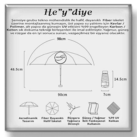 He”y”diye SPF 99+ UV Korumalı Öklid  (Güneş / Yağmur) Şemsiye