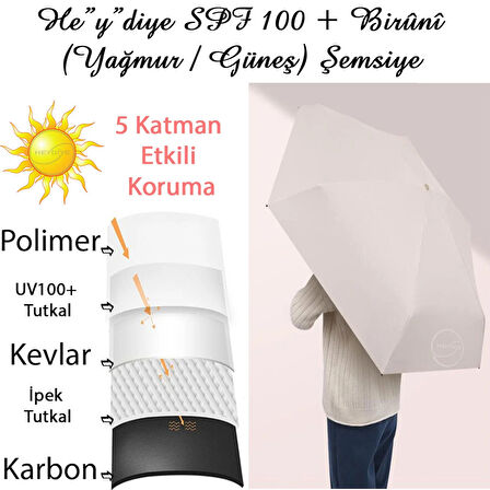 Heydiye SPF 99+ Birûnî  (Yağmur / Güneş) Özel Çantalı Şemsiye